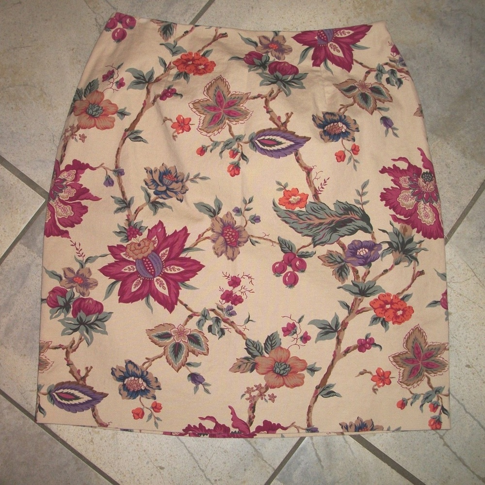 Talbots Petite Floral Knee Length A Line Skirt 6